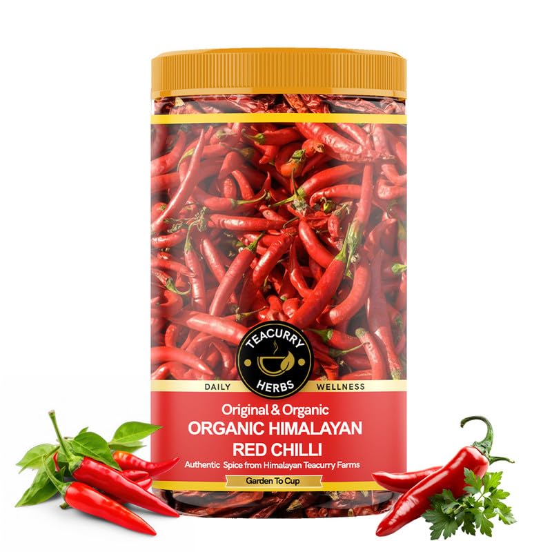 Teacurry Organic Himalayan Red Chilli (45 Grams) - Premium Organic Red Chillies | Pahadi Laal Mirch | Produce of the Himalayas (B0CW9XK9M8) Amazon Price History, Amazon Price Tracker
