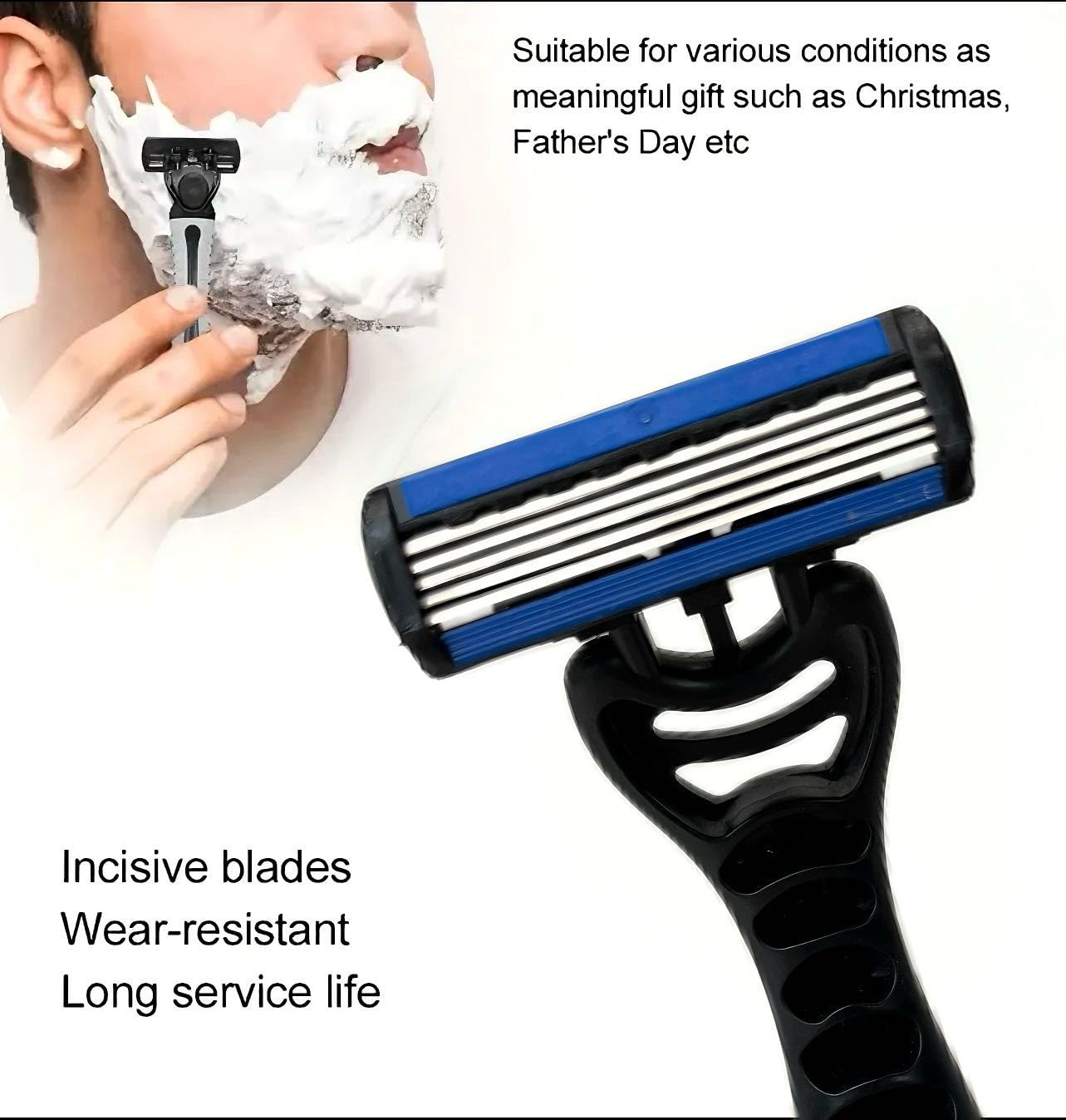5 Blade Pivoting Head Disposable Razor, Black and Blue