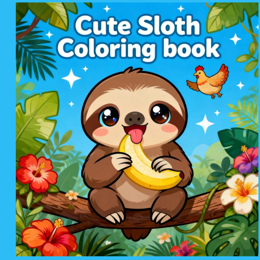 Cute Sloth Coloring Book: Adorable Slow-Life Animals for Relaxing and Stress-Free Coloring Fun