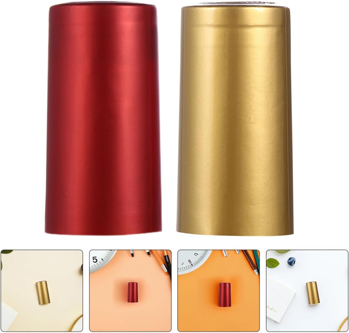 SAFIGLE 400pcs Wine Bottle Shrink Wrap Caps, Pvc Heat Shrinkable Sealing Sleeves, Red and Gold Color, Home Wine Storage and Bottling Accessories for Cellars and Kitchen