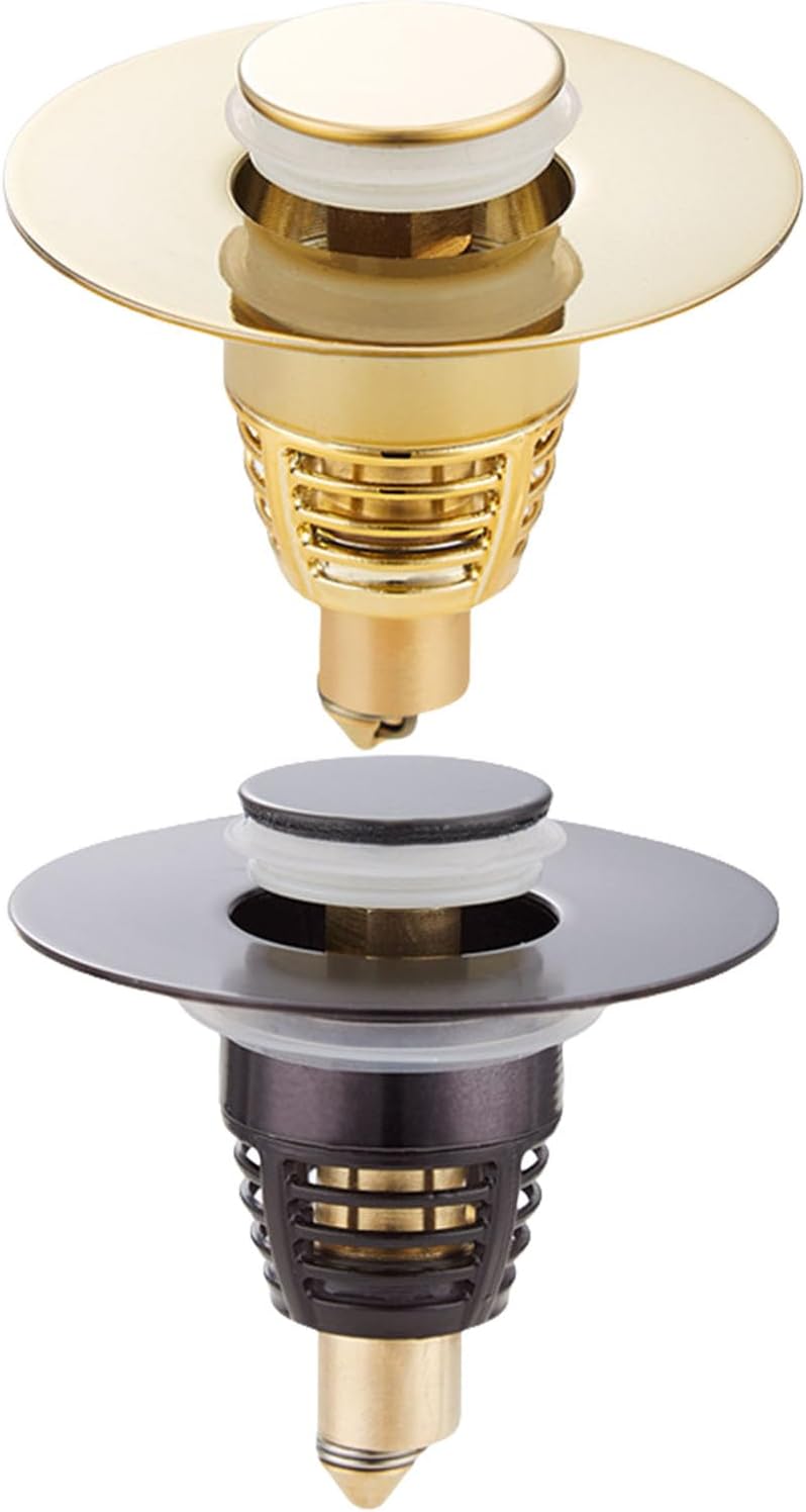 Chromes Bathroom Sink Plug with Designs and Drain Strainer Portable Fit for 25mm to 46mm Brass Bounce Cores Stoppers