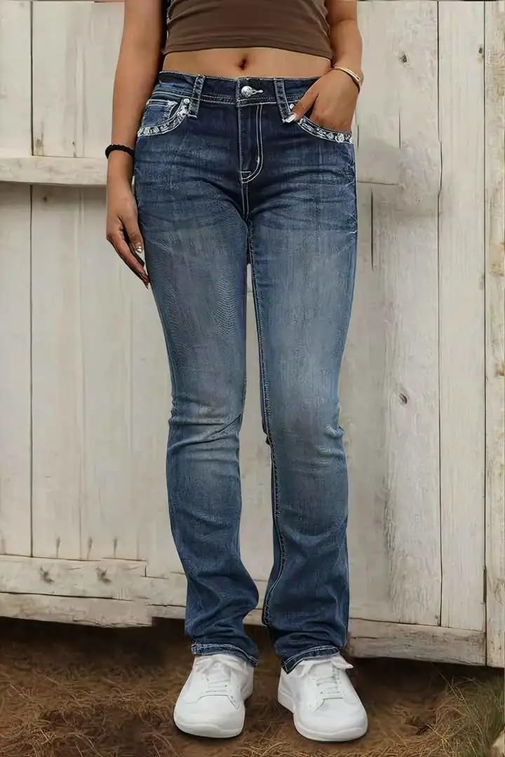 Flamingals Damen Weich Bootcut Jeans