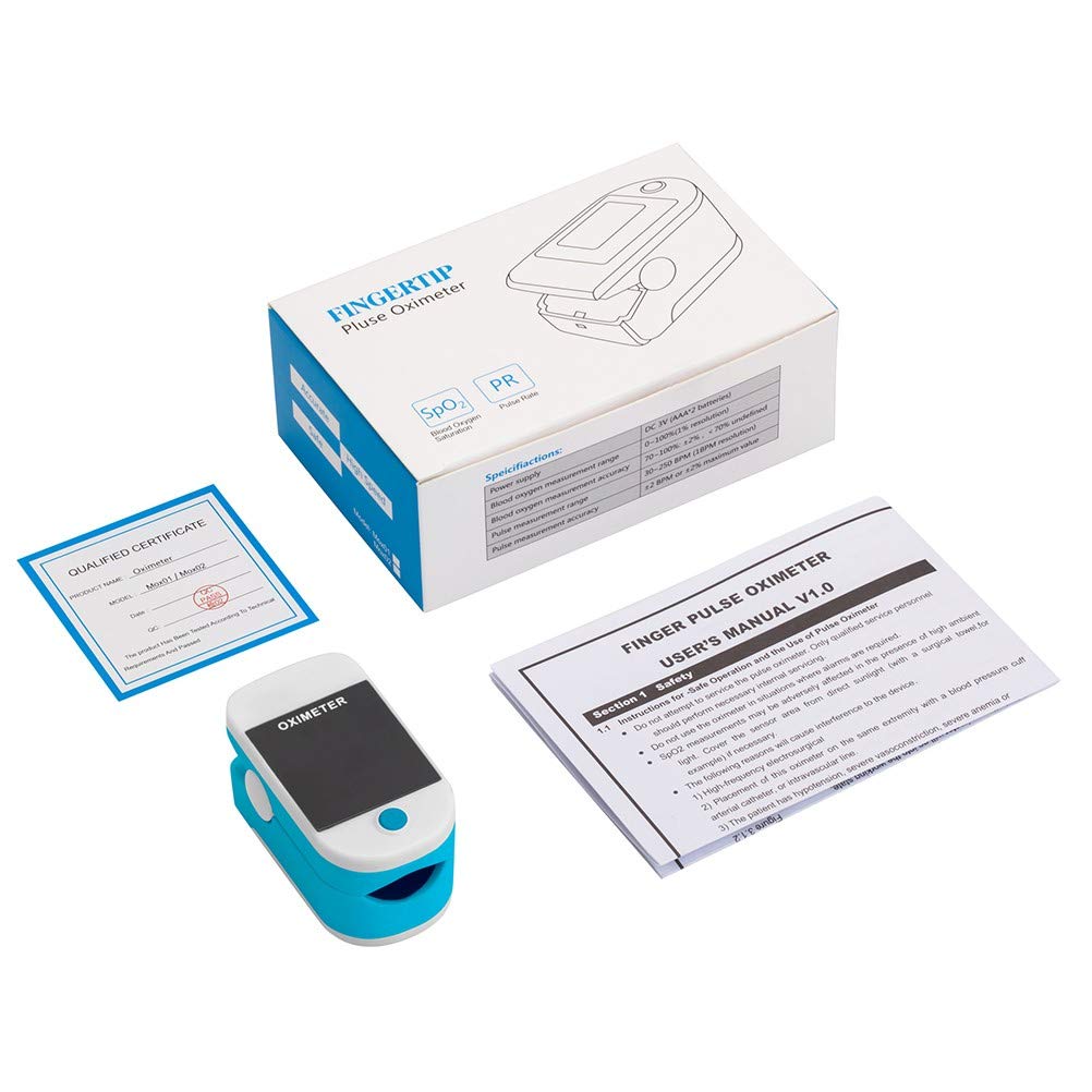 Pulsossimetro da Dito,Portatile Saturimetro con Display LED Ossigeno Saturimetro Monitoraggio Cardiofrequenza per Saturazione di Ossigeno e Frequenza del Polso