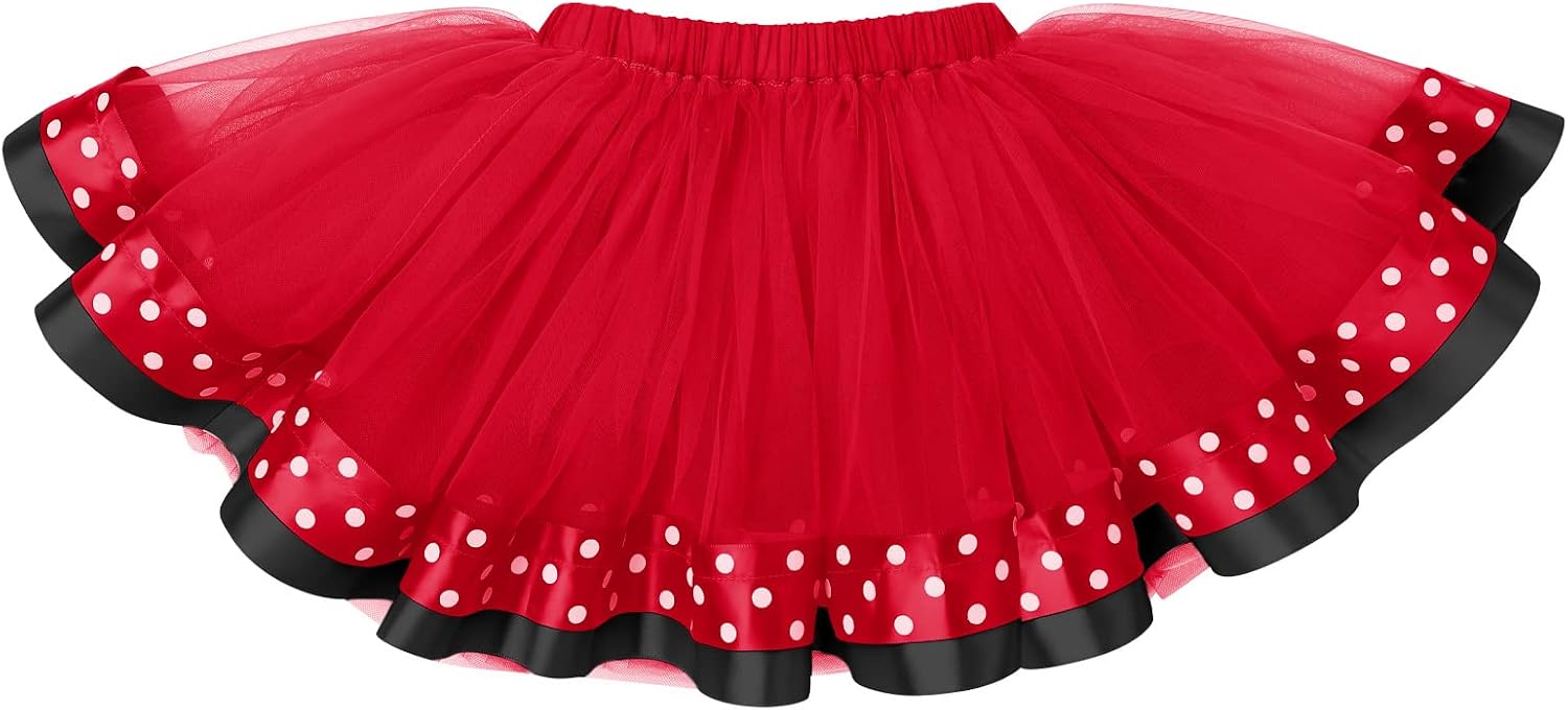 IBTOM CASTLE Toddler Birthday Girls Princess Party Outfit Polka Dots Top Shirts Tutu Skirt Set Ears Cake Smash