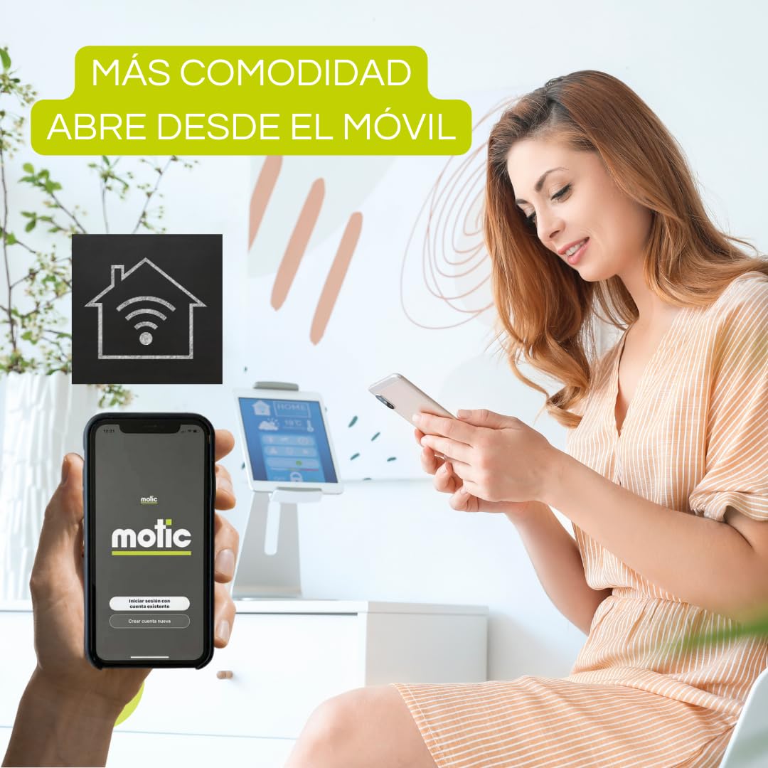 Motor Puerta Batiente 2 hojas - Motores para Puertas Abatibles - Brazo Automatismo para Garaje - Puertas de Garaje MOTIC Domo 4G- Kit (SIN electrocerradura, Kit Estandar + Fotocelulas + WIFI)