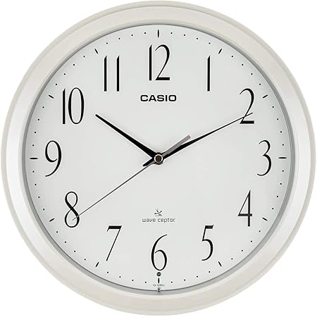 Amazon Co Jp Casio カシオ 掛け時計 電波 ホワイト 直径26 8cm アナログ 夜間秒針停止 掛け具セット Iq 1060j