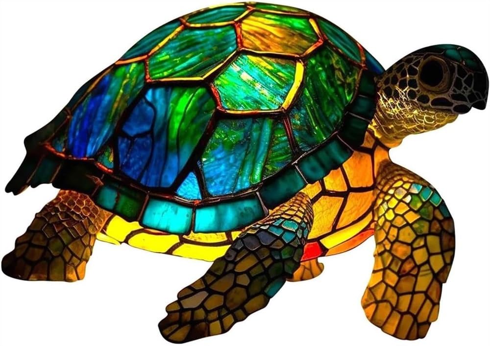 Sakema Light Animal Lamp Night Bedroom Lamp Vintage Table Lamp Handcrafted Desk Lamp Stained Resin Table Lamp For Nightstand Office 11.18 (Color : Turtle)