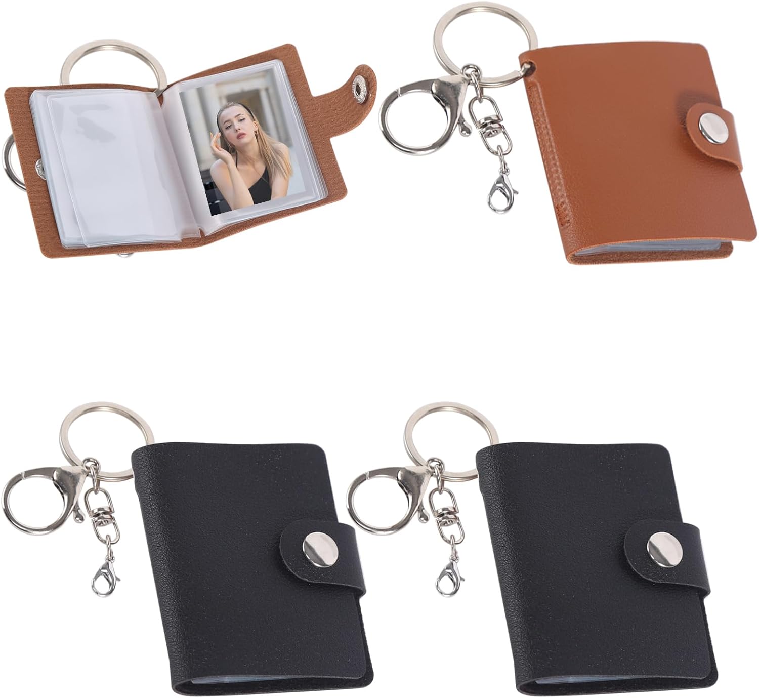 Mini Photo Keychain, 4 Pcs 2 Inch Mini Photo Album Keyring Mini Small