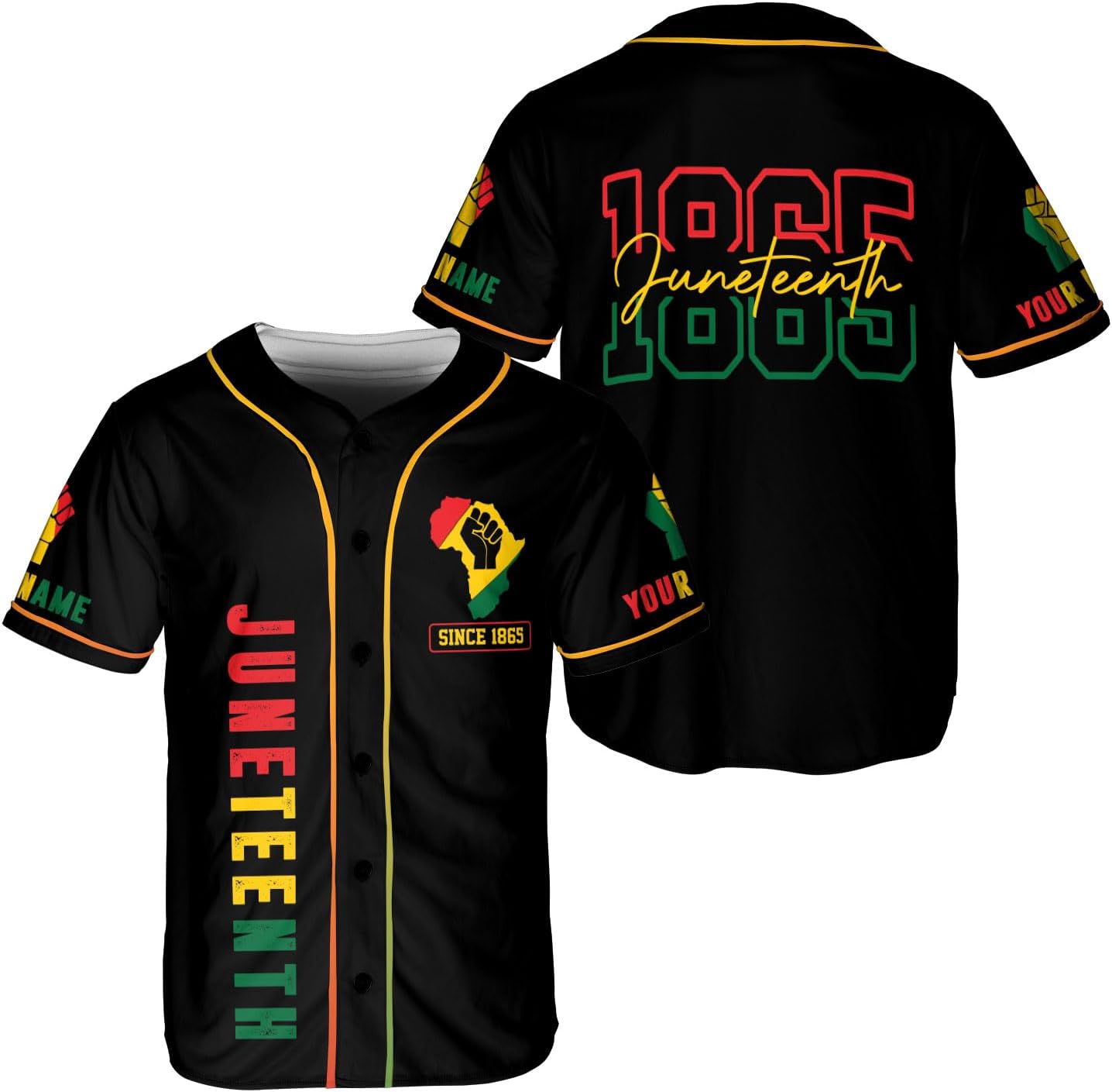 Custom Juneteenth 1865 Freedom Baseball Jersey Celebrating Black History Month, Independence Day Pride Flag Apparel Men Women