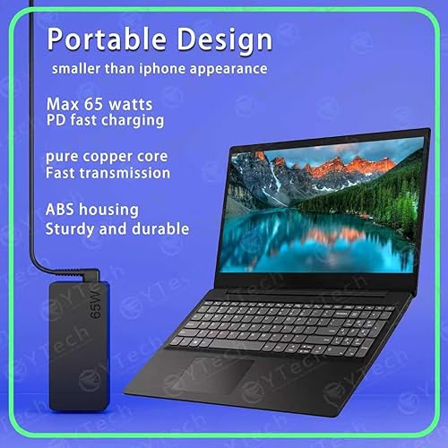 Miniatura 7 de Cargador de portátil USB C de 65 W compatible con Lenovo ThinkPad X280 X380 X390 L390 E480 E495 E580 E590 T480 T490 T580 Yoga L13 7i C740 920 C930