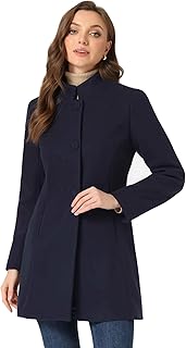 Women's Winter Overcoat Mid-Long Stand Collar Single Breasted Coat Outerwear