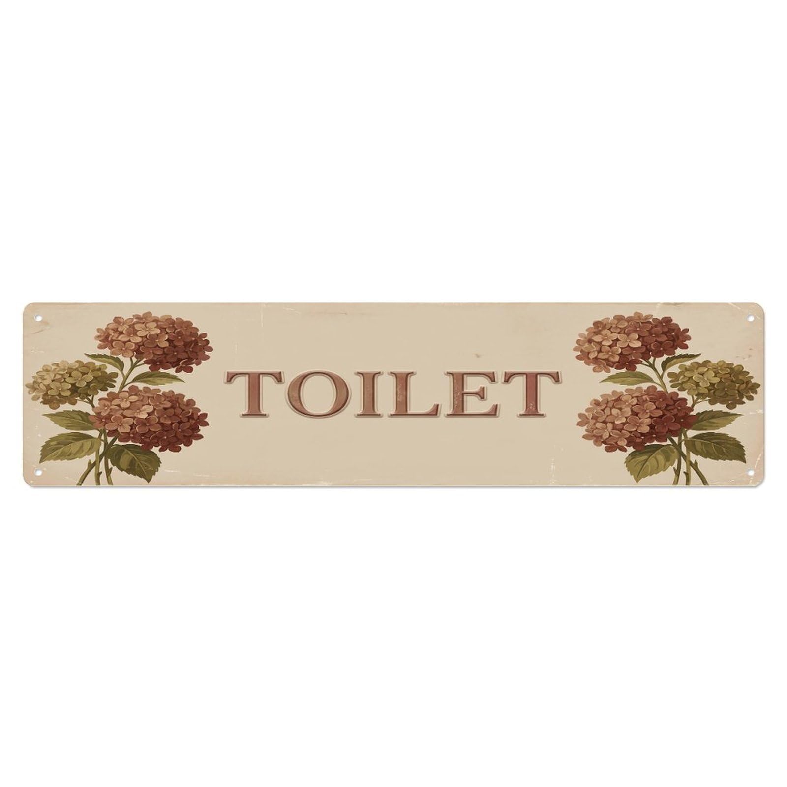 Cmhok Vintage Style Toilet Signage Hydrangea Vintage Metal Tin Sign Wall Decor For Cafe, Club, Garden Metal Poster 4X16inch