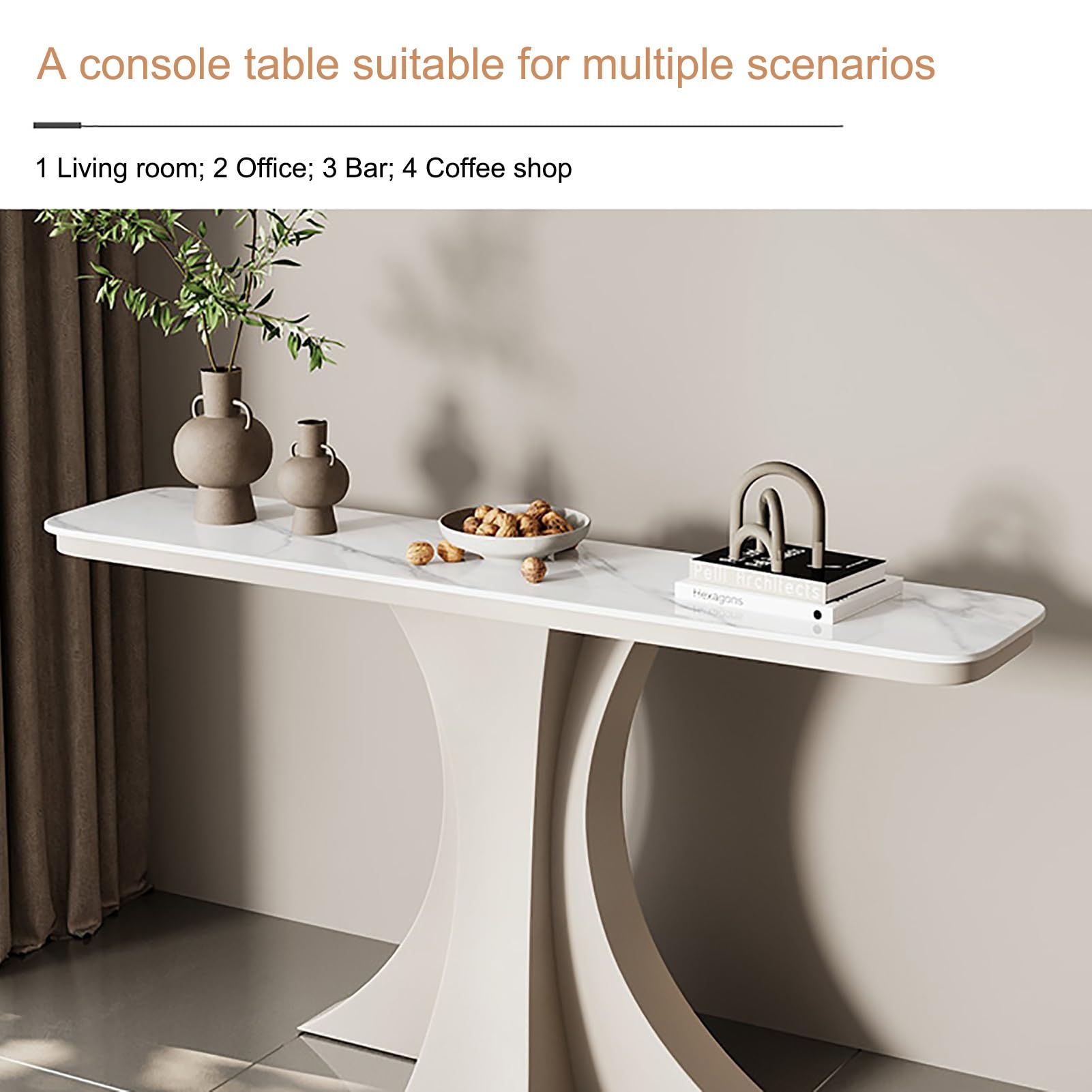 Mesa Consola Moderna, Recibidor de Entrada con Estante Abierto, Mesa de Pasillo Industrial para Entrada, para Sala de Estar, Pasillo, Entrada(White 1,80cm/31.5in)