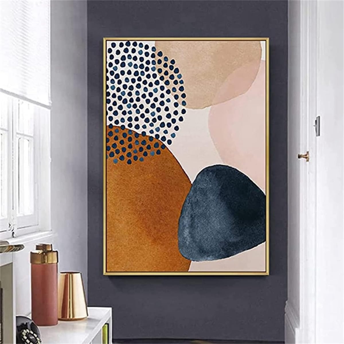MKHFUW Set di 3 poster astratti con foglie botaniche stampate, arte da parete, astratta boho, motivo donna, senza cornice (design 01, 3 pezzi, 60 x 90 cm)