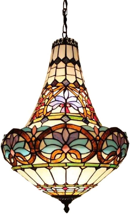 XINDAR Pendant Light, Tiffany Style Flower Chandelier Stained Glass