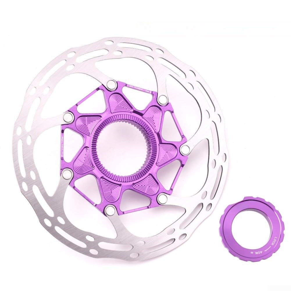 Comgooldool Lightweight Centerlock Disc Brake for rotor 140Mm 160Mm Featuring Hollow Design And Cooling Fins For MTB Road Bicycle Stable Braking Performance In Black Grey Pink Orange(Purple 160mm)