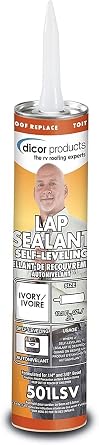 Dicor 501LSV-1, Lap Sealant Self-Leveling, Roof Repair Paste, Ivory, 10.3 Ounce Tube 1