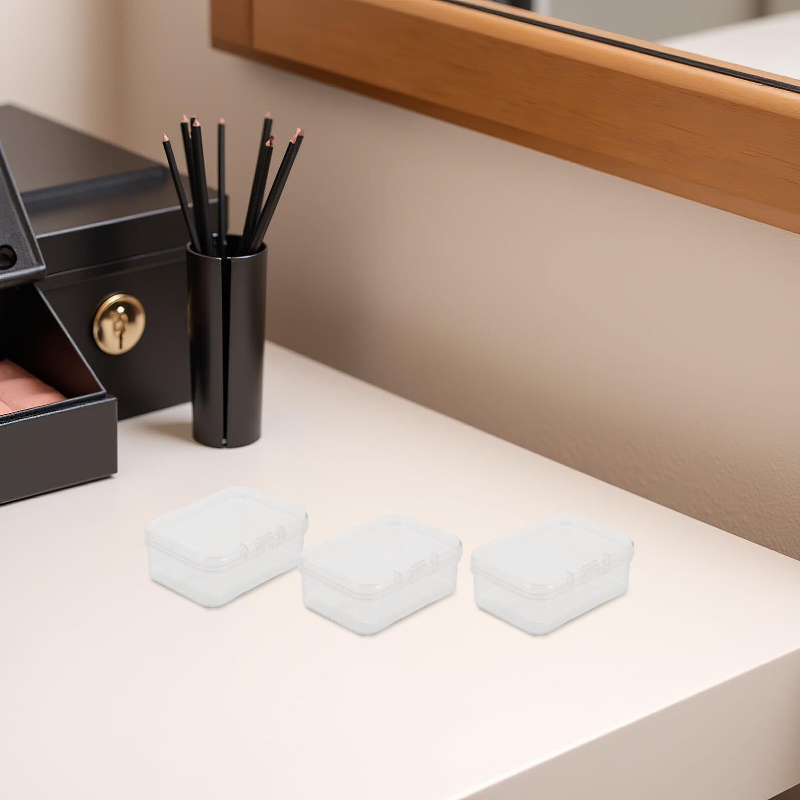 jojofuny 100stücke Kleine Transparente Kunststoffboxen Mit Klappdeckel Rechteckige Aufbewahrungsboxen Für Perlen Und Bastelprojekte Organizer-Boxen Für Kleinteile Und Zubehör