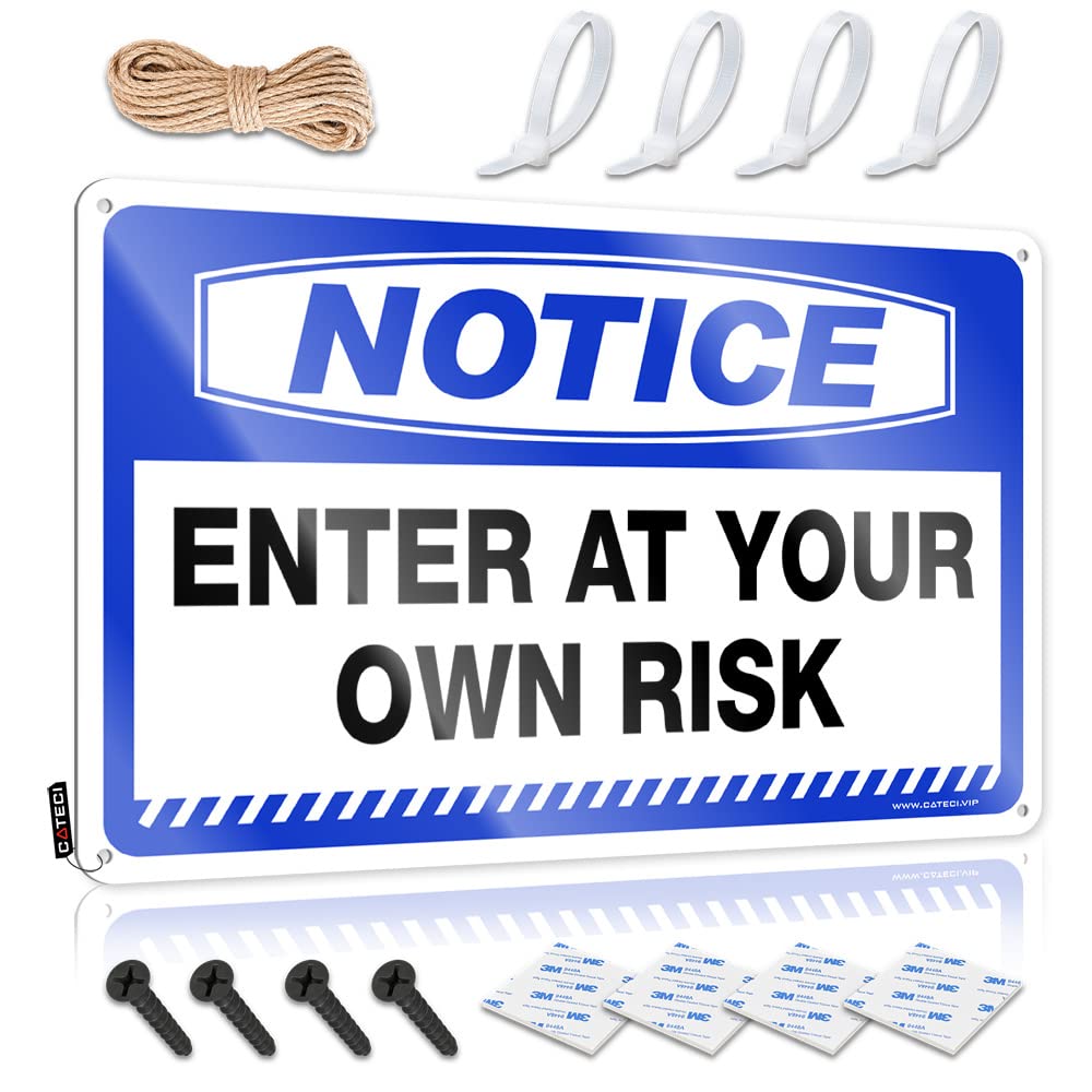 ZTBBDNQHA Tin Sign Funny Notice Enter At Your Own Risk Tin Sign Funny Sogns Tin Signs Camping Rules(30X40CM)