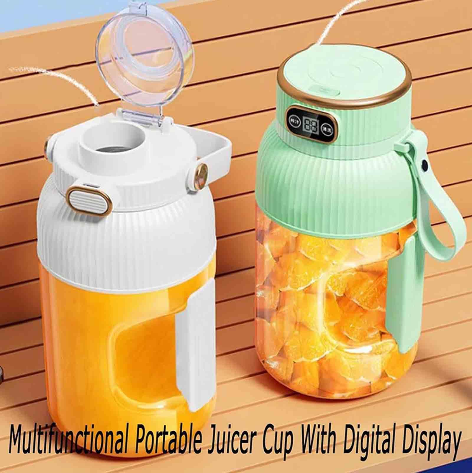 Tazza Frullatore Portatile, 1200ML Spremiagrumi Ricaricabile USB con Display Digitale, Mini Mixer Frutta Elettrica per Cucina, Viaggio, Ufficio, Facile da Pulire