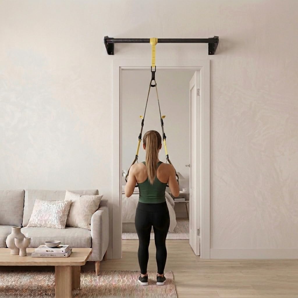 Barra per trazioni da parete – Salvaspazio, in acciaio su telaio della porta fino a 180 kg, 101 cm, fi34 Calisthenics Equipment per la casa