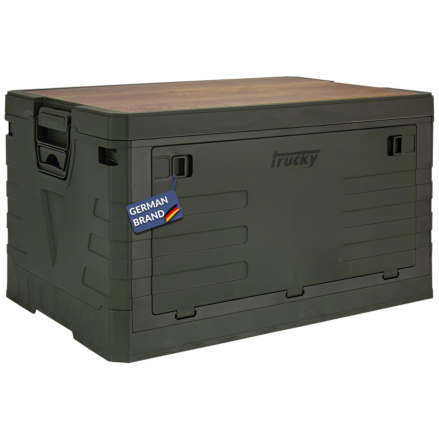 Caja de almacenamiento Trucky, 75 L 58 x 40 x 33 cm, Camping, Caja plegable, Caja plegable con tapa, Aufbewahrungsbox con tapa, plegable, Aufbewahrung, Caja, Verde