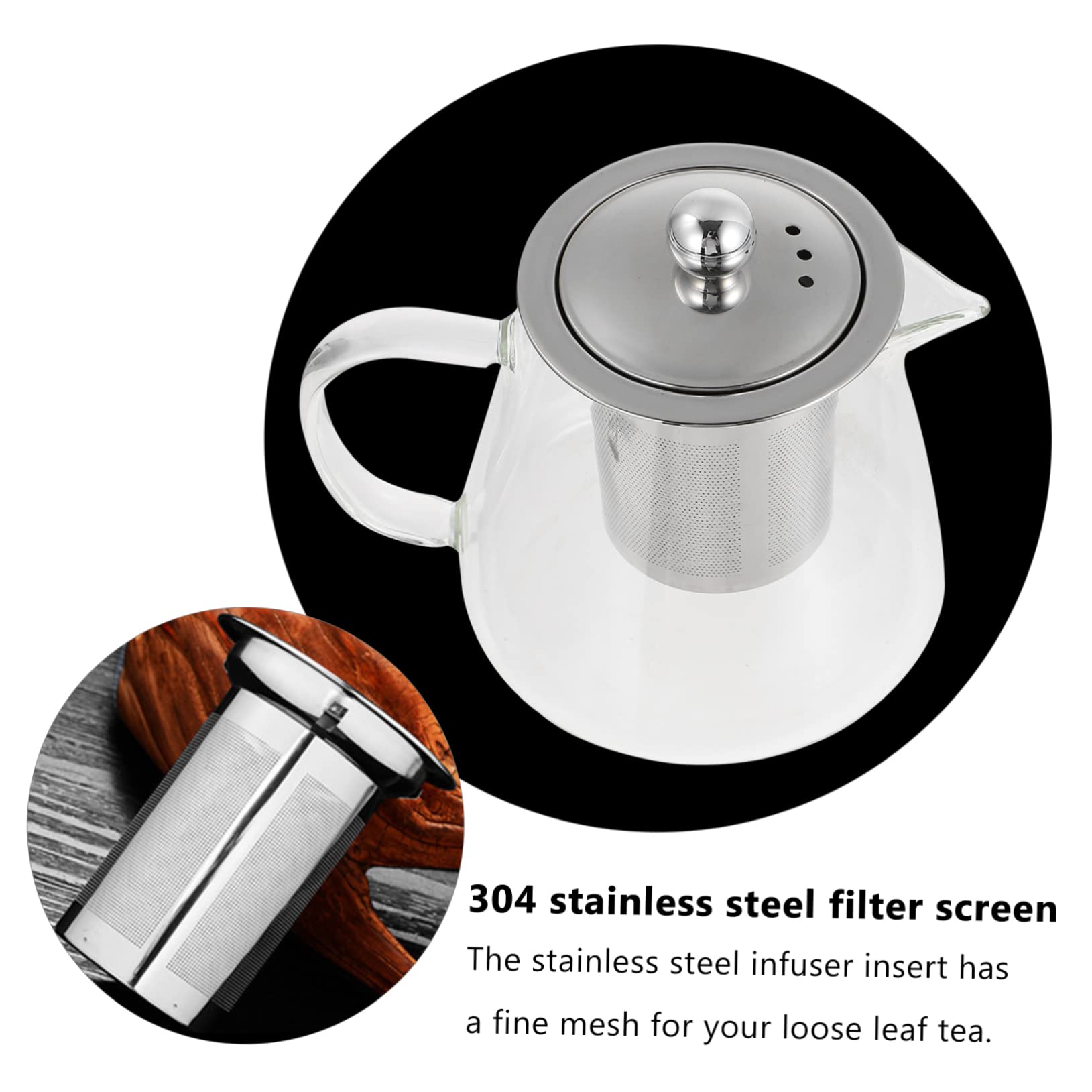 Mikinona Tetera Colador de Resistente al Calor para Hacer Té Incluye Tetera y Tazas para Uso Cocina o Sala de Estar de Vidrio