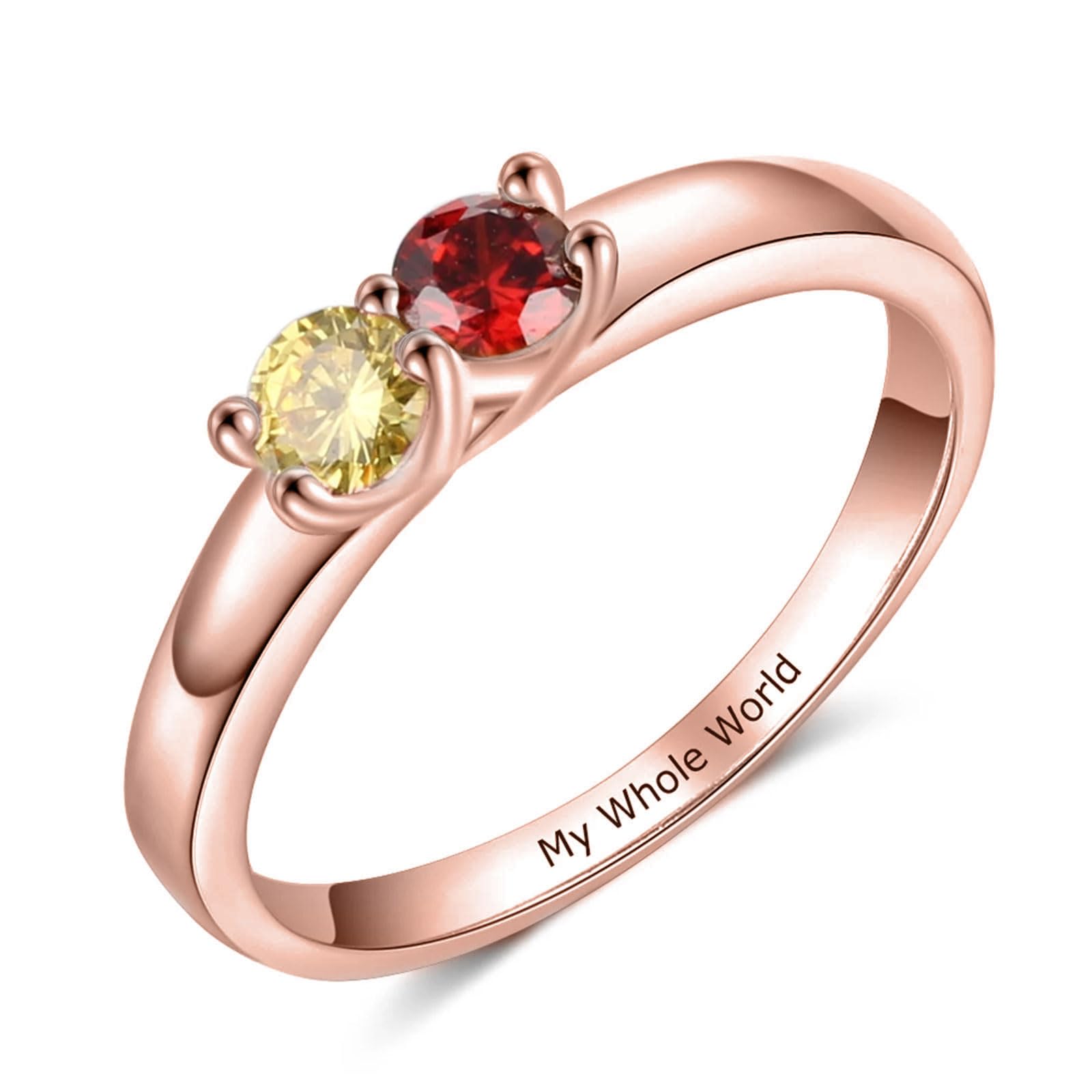 Mothers Day Gifts 10K 14K 18K Solid Gold Customized Mom Ring 2-4 Birthstones Personalized Family Names Ring Jewelry Gifts for Mothers Wife Mom