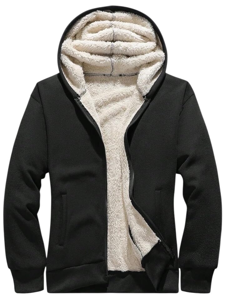 Black Woolen Zipper Hoodie for Men Winter Wear Jacket for Men Woolen Hoodies
