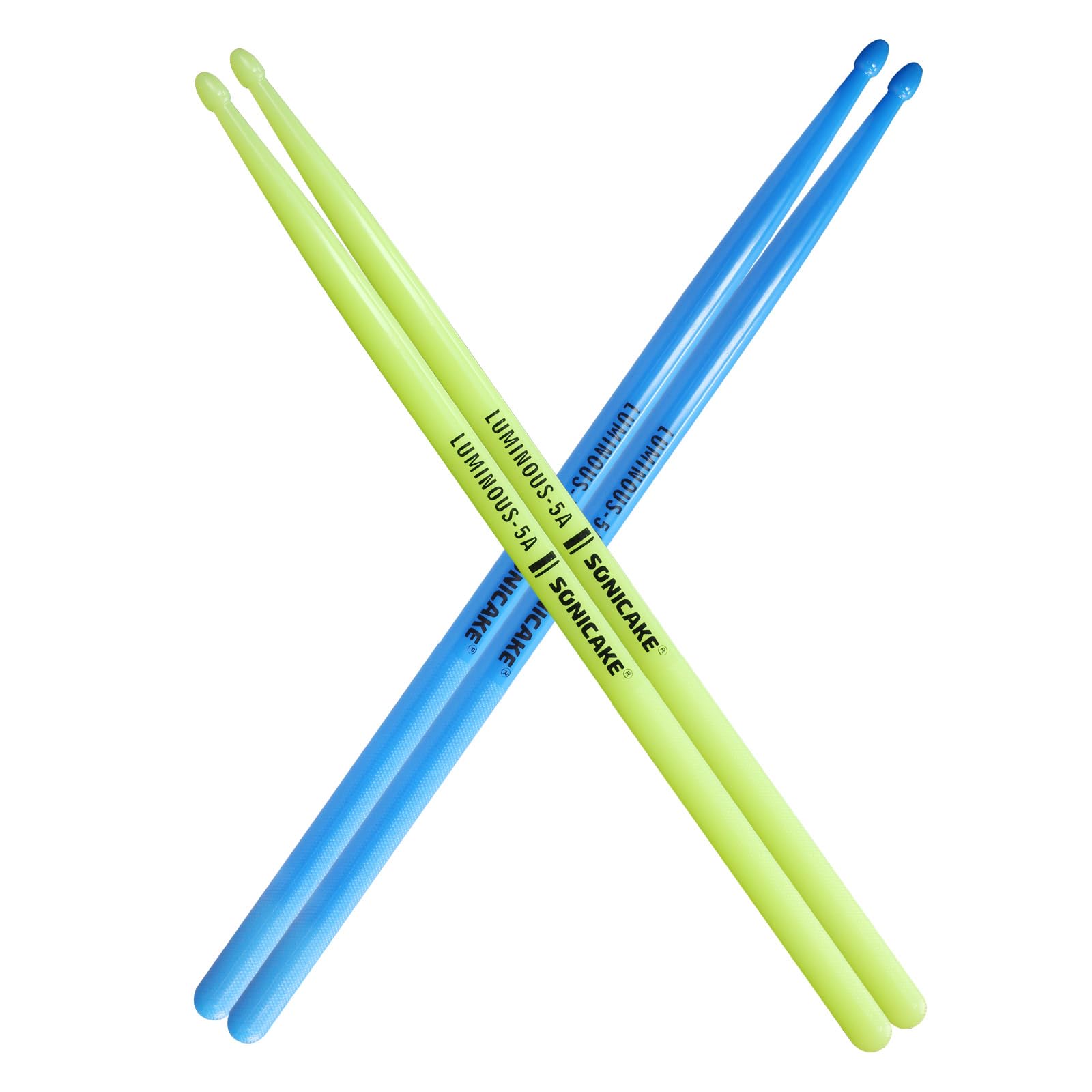 Baguettes de tambour SONICAKE 5A - 2 paires en nylon bleu et vert