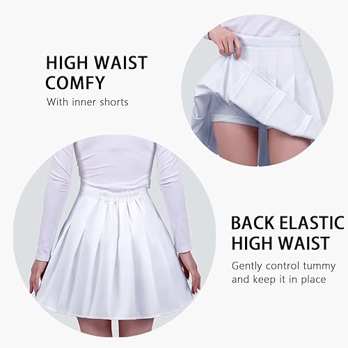 Miniatura 4 de Women's Black Pleated Tennis Skirts High Waisted Athletic Golf Skorts with Shorts Workout Sport Spreppy Skirt L