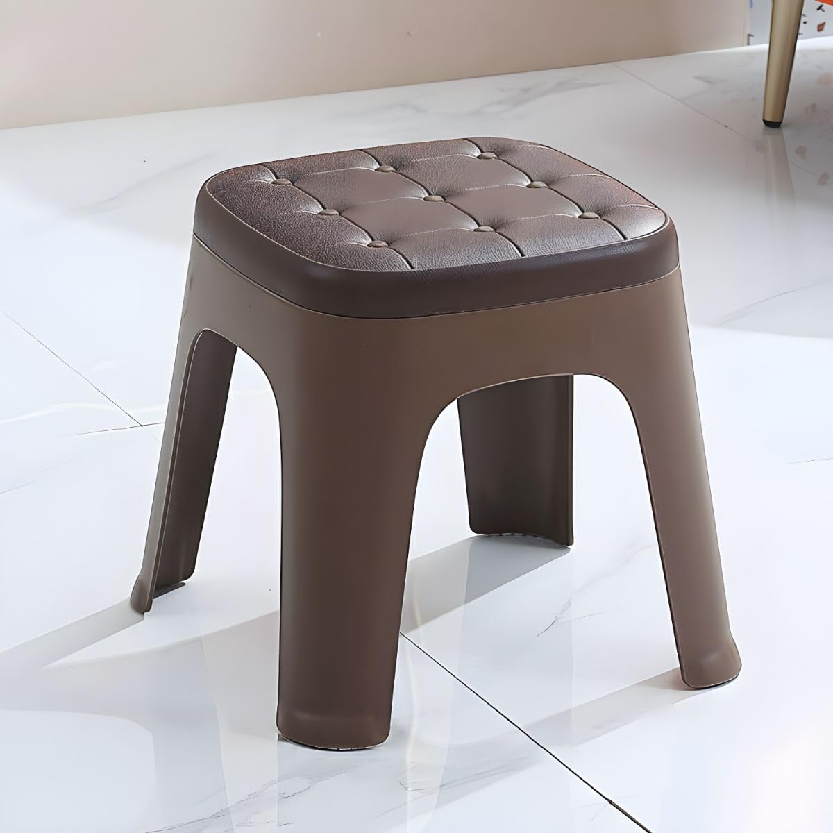 Comfortable Upholstered Plastic Kids Stool with Stackable Design and Rust-Resistant Legs Unbreakable Plastic Stool for Sitting Kids Baby Girl Boy Infant Living Room Kitchen Bedroom-image-1