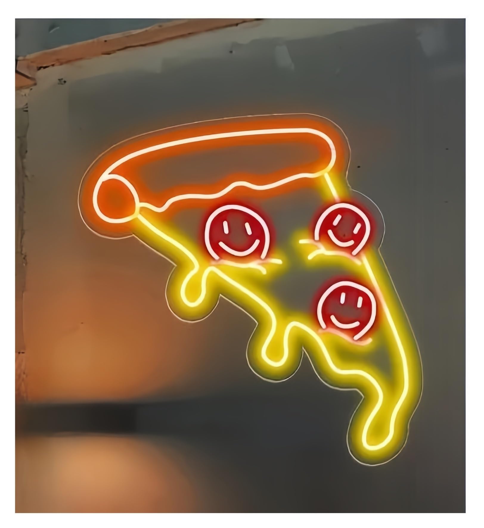 SHOUXI Sign Lamp Pizza Slice Neon Sign Fast Food Home Wall Decor Bar Kitchen Room Party Restaurant Welcome Signs 50cm