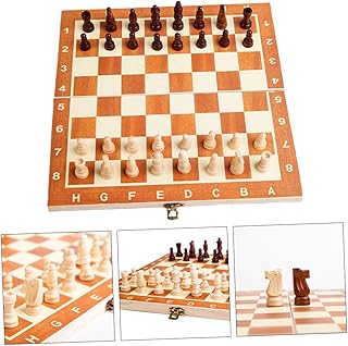 TOYANDONA Conjunto Tabuleiro De Xadrez Dobrável Tabuleiro De Xadrez De Madeira Rascunhos Jogo De Tabuleiro Dobrável De Xadrez De Madeira Jogo De Xadrez De Brinquedo Marrom Jogo De Xadrez De