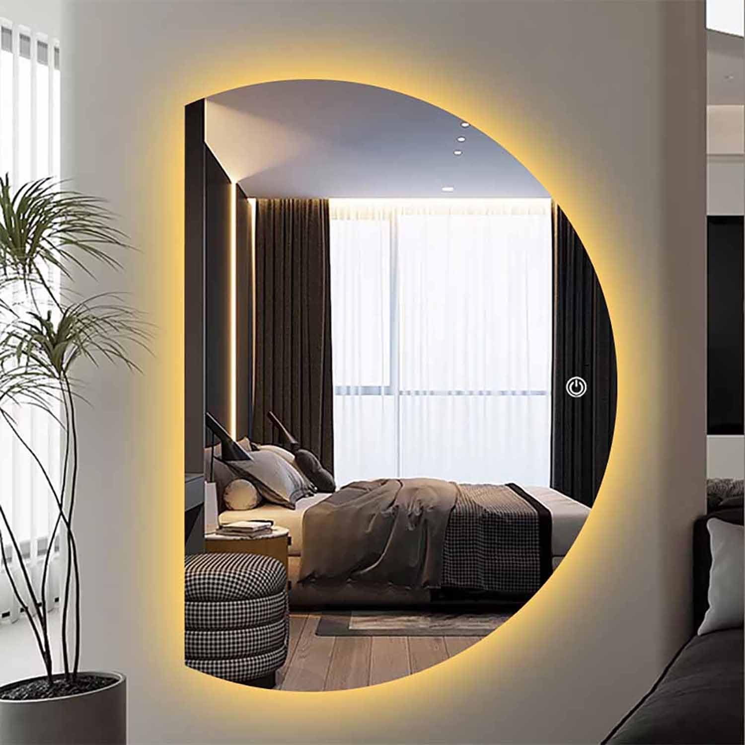 Miroir de salle de bain à DEL à intensité variable avec contrôle tactile antibuée et contrôle tactile moderne, éclairage réglable pour une commodité ultime