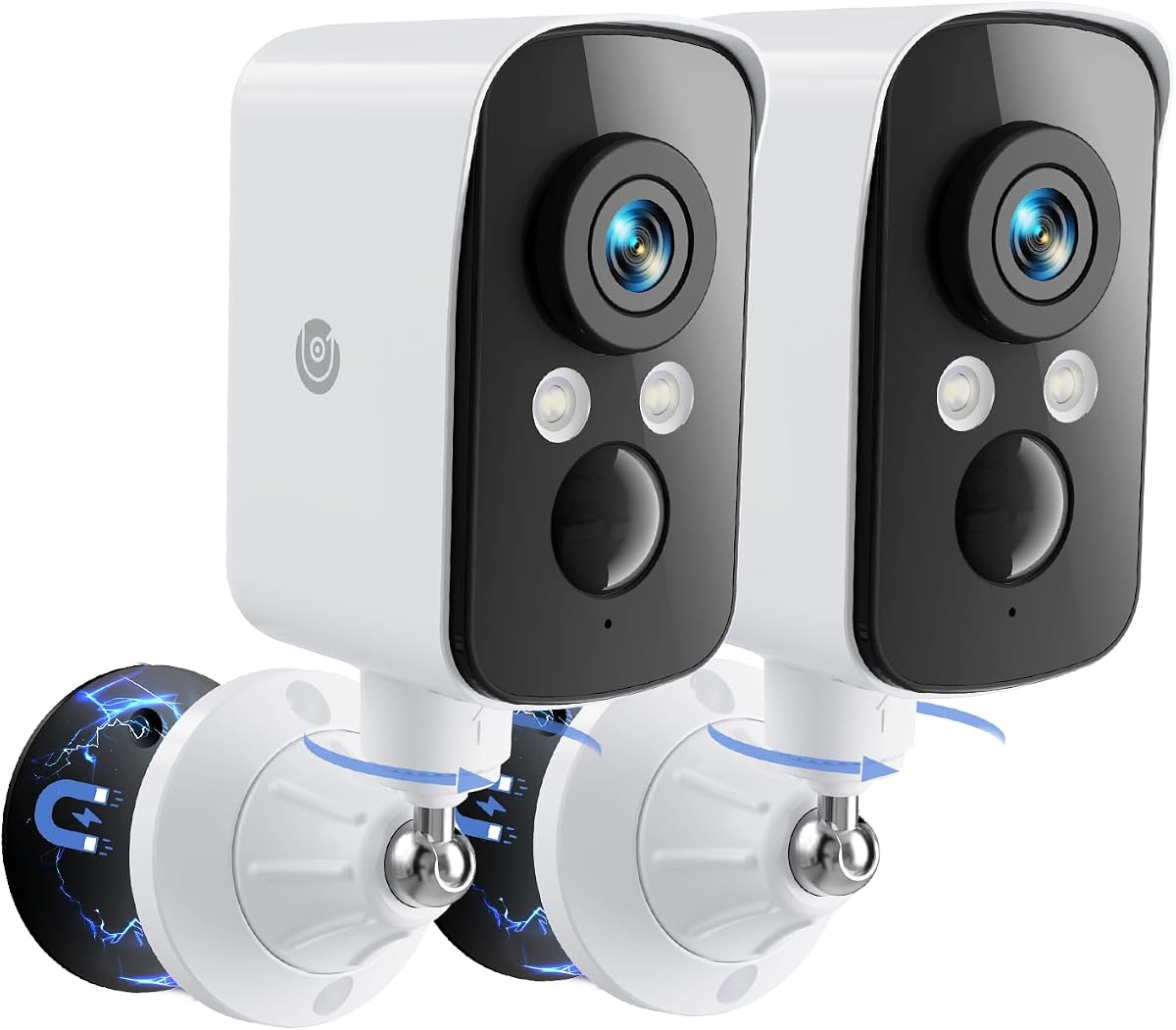 300° Pan Wireless Outdoor Security Camera, No Subscription Free 7-Day Cloud/SD, AI Detection, Magnetic Mount, Battery Powered, 2.4G WiFi, 2K, Night Vision, 360° View, 2-Way Talk, Home Security, IP65