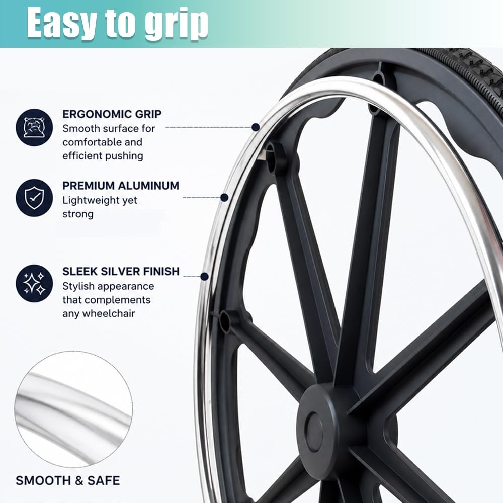 24 Pulgadas Ruedas Trasera De Recambio Para Silla De Ruedas, Ruedas Giratorias Con Rodamiento, Accesorios Manuales, No Neumáticos