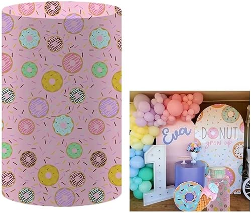 Miniatura 9 de Fundas de mesa cilíndricas con esmalte de dona blanca para dulces helados, dulces, fiestas, cubierta de pedestal, baby shower, niñas, decoración de
