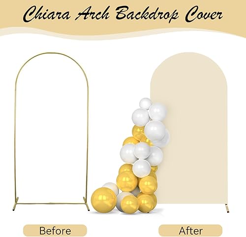 Miniatura 4 de Cubierta de fondo de arco ajustable de elastano de 6.6 pies, cubierta de arco Chiara redonda para banquetes, fiestas, baby shower, ceremonia, boda,