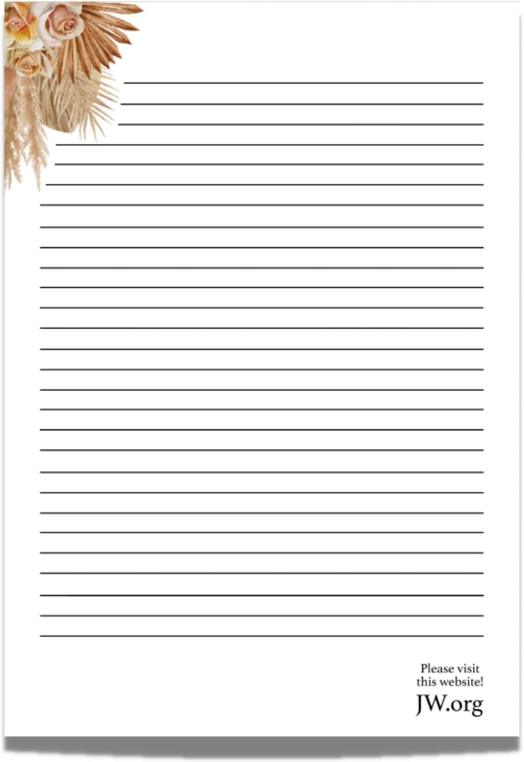 JW Letter Writing A4 Pad Stationery Paper Lined Gift Notepad Writing Sheets (Purple Flowers)
