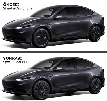 Tesla Model Y Juniper Standart 2025- / 18 İnç Jant Kapağı Mat Siyah (4'lü Set)