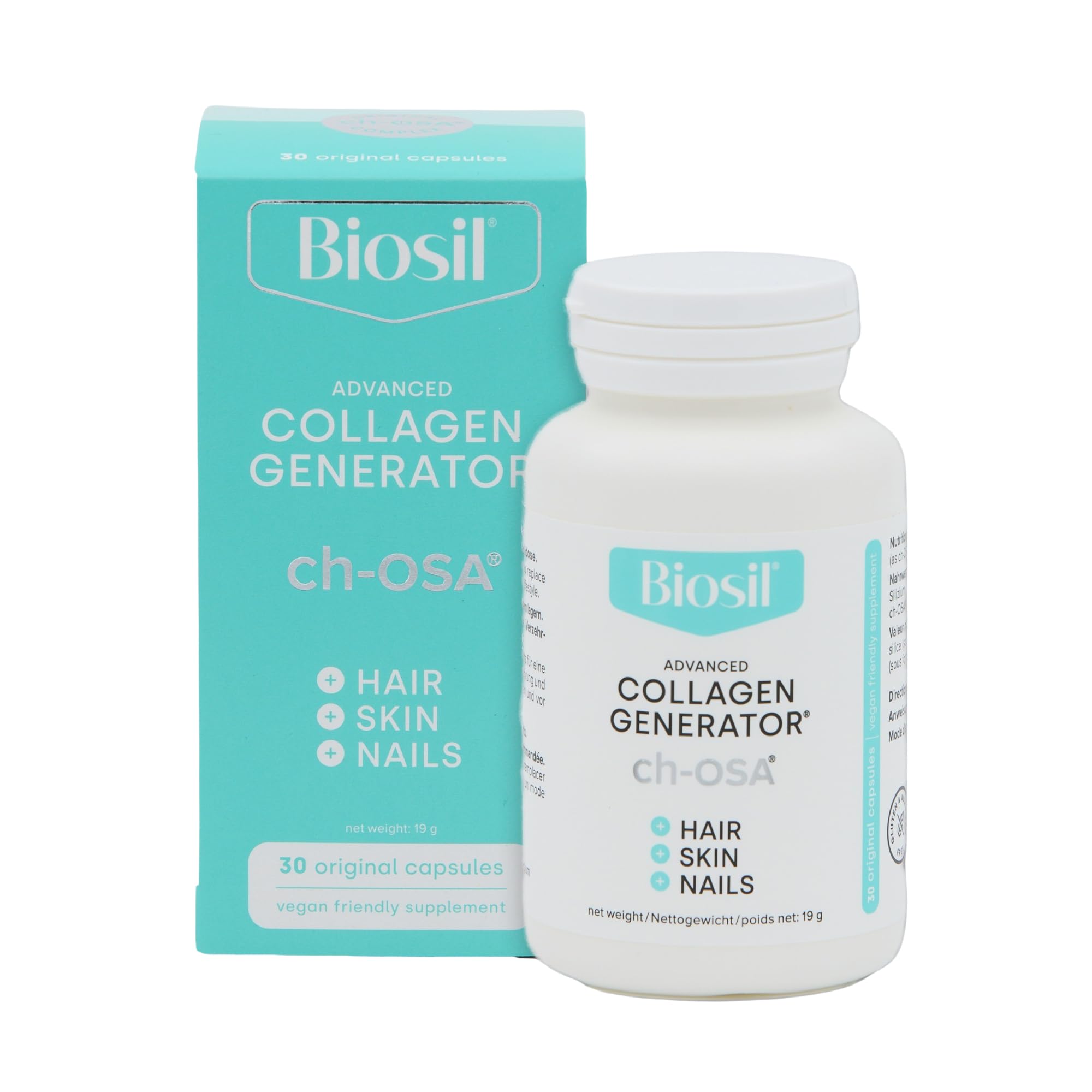 Biosil Collagen Generator - 30 Capsules - with Patented ch-OSA Complex - Generates & Protects Your Own Collagen - GMO Free - 15-Day Supply