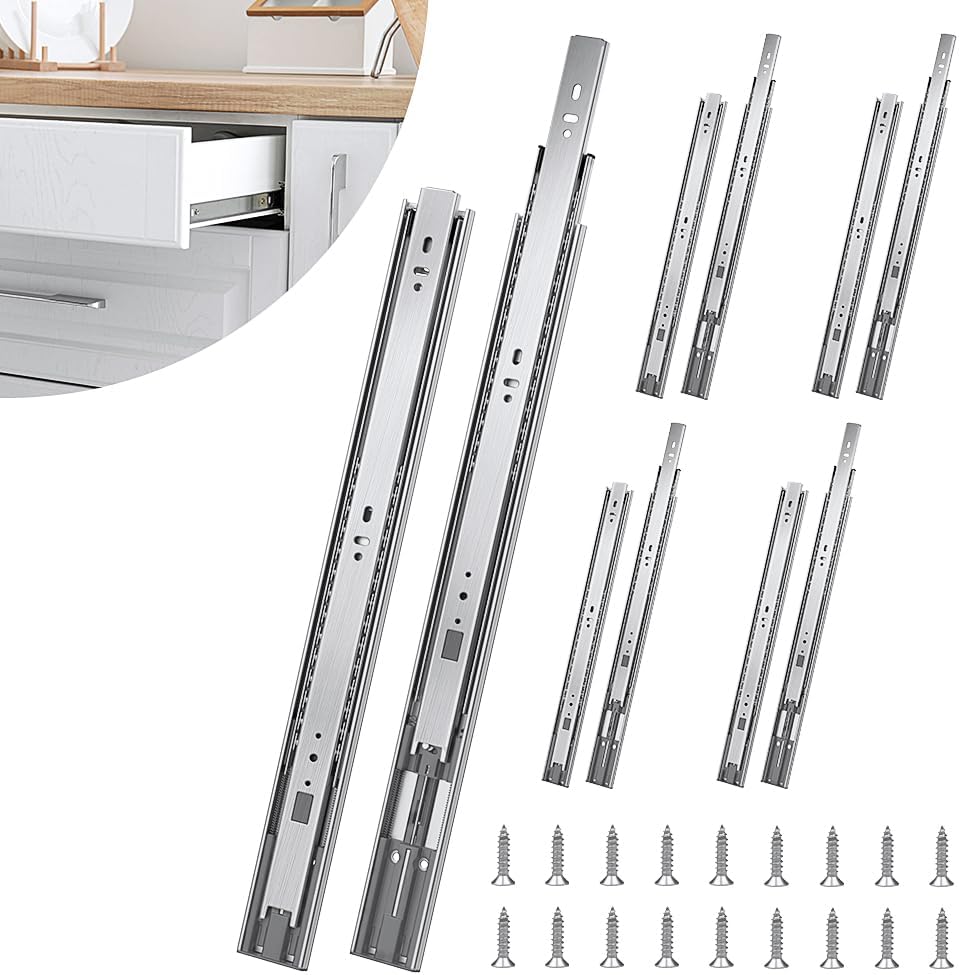 5 Pairs 20 inch Soft Close Drawer Slides 12 14 16 18 20 22 inch Full Extension Ball Bearing Side Mount Drawer Rail Runner Glide 100lb Load Capacity Dresser Cabinet Kitchen Slow Close Silver 20 Inch Silver-5 Pair