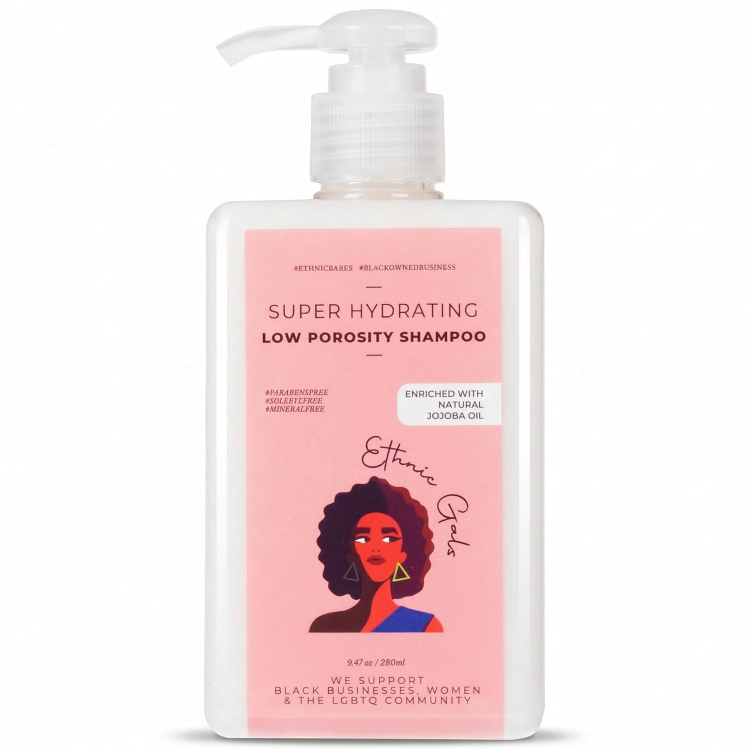 Low Porosity Shampoo - Super Hydrating & Moisture-Locking Cleanse for Curly, Coily Hair with Aloe Vera & Argan Oil, 9.5 fl oz (280ml) | Ethnic Gals