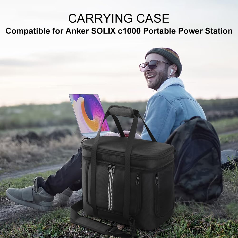 Étui de transport pour station d'alimentation portable Anker SOLIX C1000 - Sac de rangement de voyage avec bandoulière et poignée