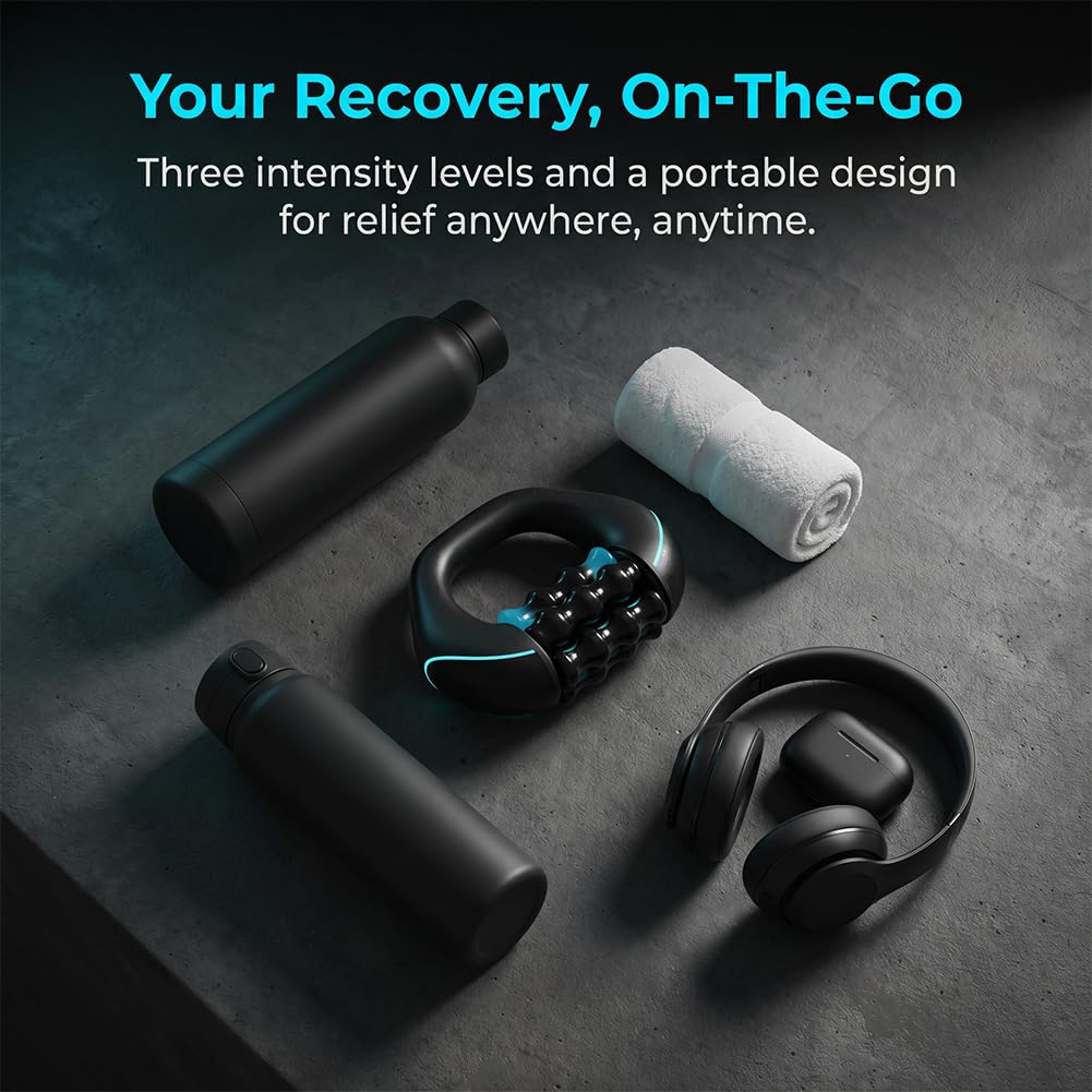 Electric Handheld Massager with Rollers, Rechargeable Portable Rolling Massager, Deep Tissue Massagers, 3-Speed Rolling Percussive Muscle Roller for Legs, Back, Shoulders (2Pcs)