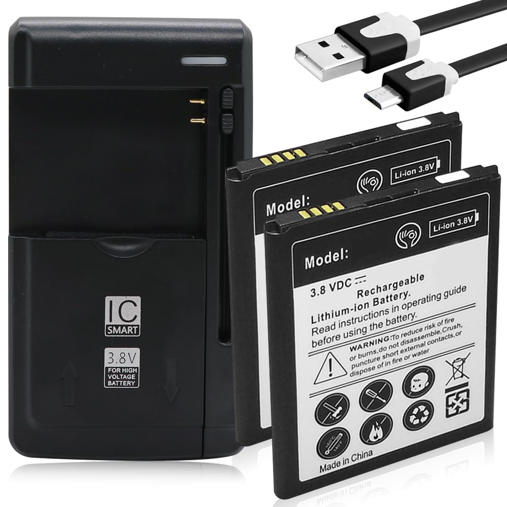 Boosting 2X 1900mAh Rechargeable Battery with Specialized Intelligent USB Travel Charger Cable Compatible with T-Mobile ZTE Obsidian Z820 Cellphone