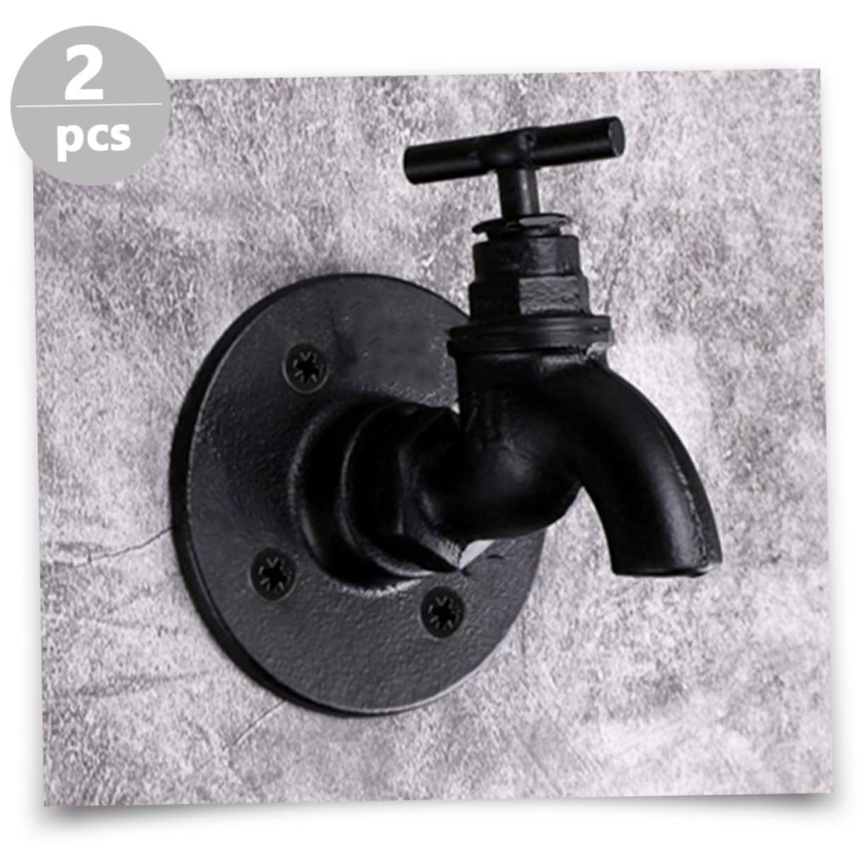 2stücke Industrieller Wasserhahnhaken aus Multifunktionshaken für Kleidung und Kleinigkeiten Retro-design Hängehaken mit Schrauben