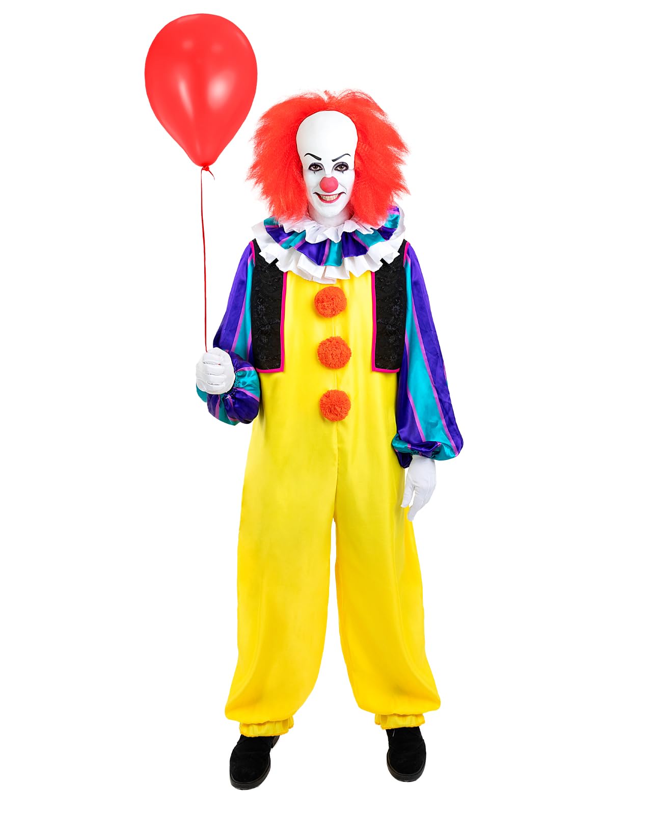 Funidelia Costume Ufficiale Pennywise - IT per uomo, Include tuta, gorgiera, gilet e guanti - Completo per adulti per feste, Carnevale e Halloween
