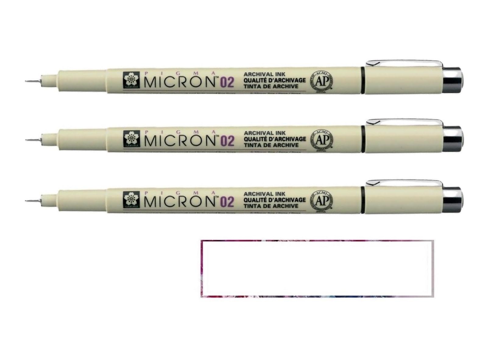 Pigma MICRON Sakura 02 czarny. 3 szt. i 1 karta